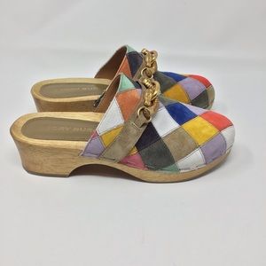 Tory Burch Jessa Suede Patchwork Clog